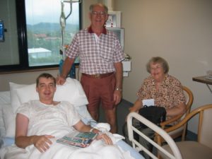 2003: Alan and Eileen supporting Daryl in hospital during one of his numerous operations